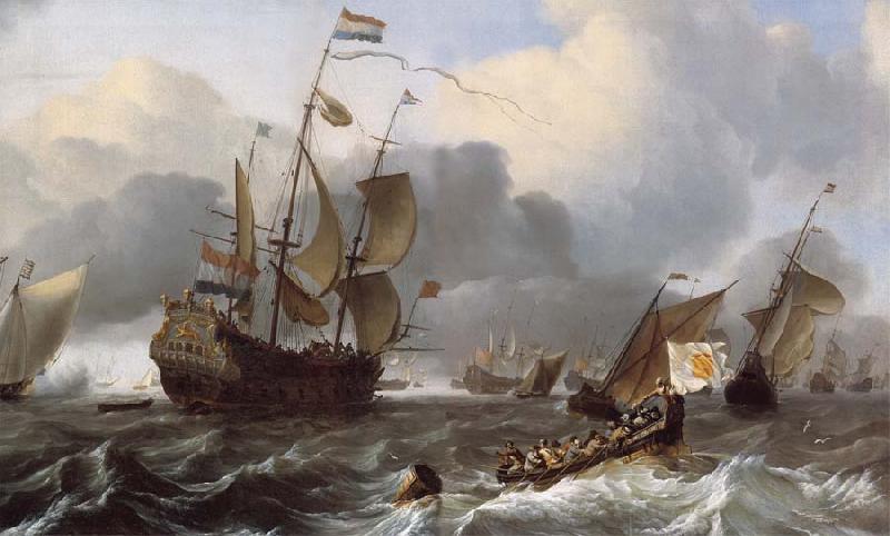 Ludolf Backhuysen Detail of THe Eendracht and a Fleet of Dutch Men-of-War